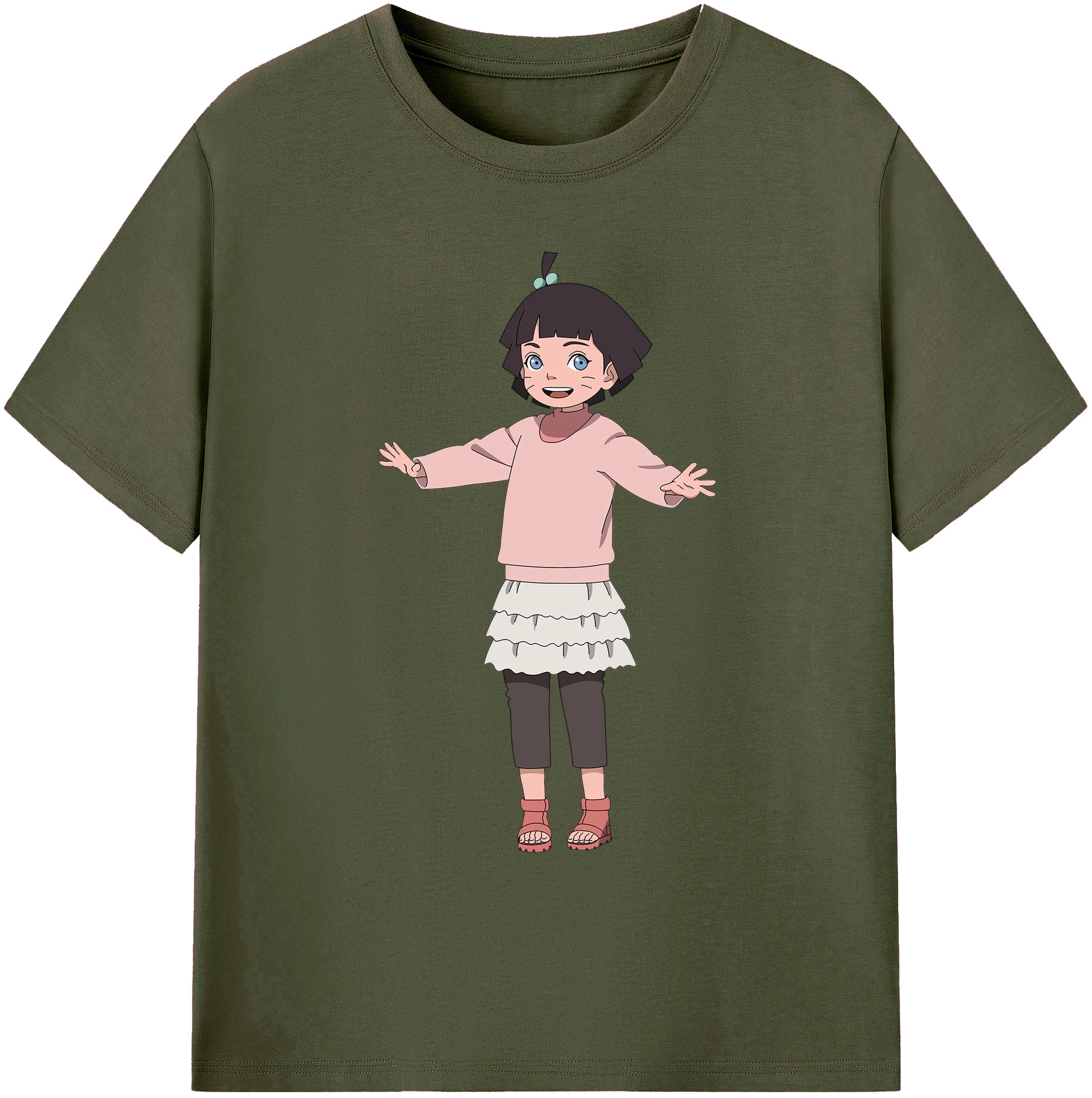 （画像用） NARUTO -ナルト- うずまき ヒマワリ Uzumaki Himawari 綿100％ メンズ半袖Tシャツ｜肌触りやわらか＆通気性